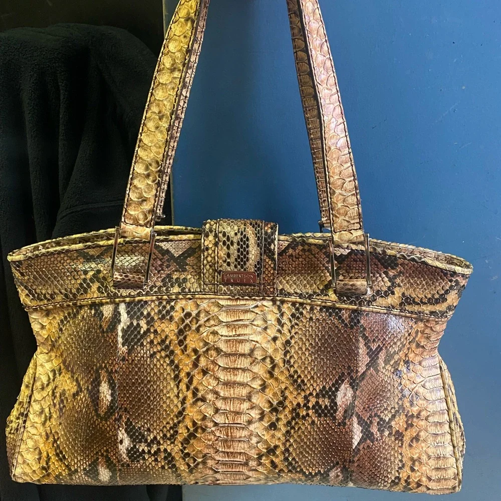 Lamberston Truex Python Handbag - Picture 2 of 6